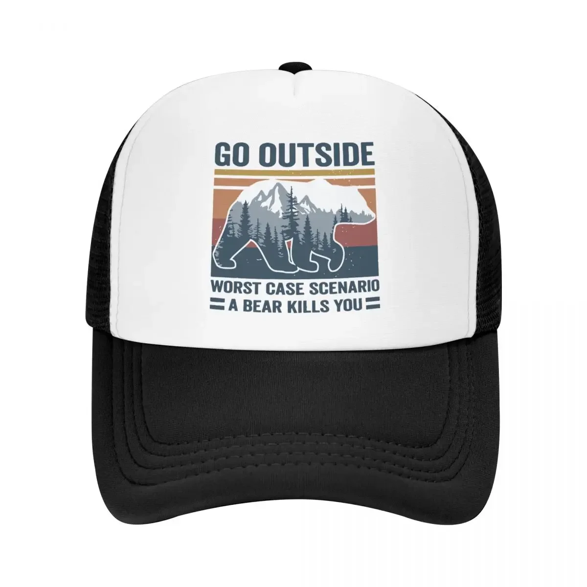 

Custom Go Outside Worst Case Scenario A Bear Kills You Trucker Hat Регулируемая бейсболка для взрослых Мужчины Женщины Спортивная шляпа для папы