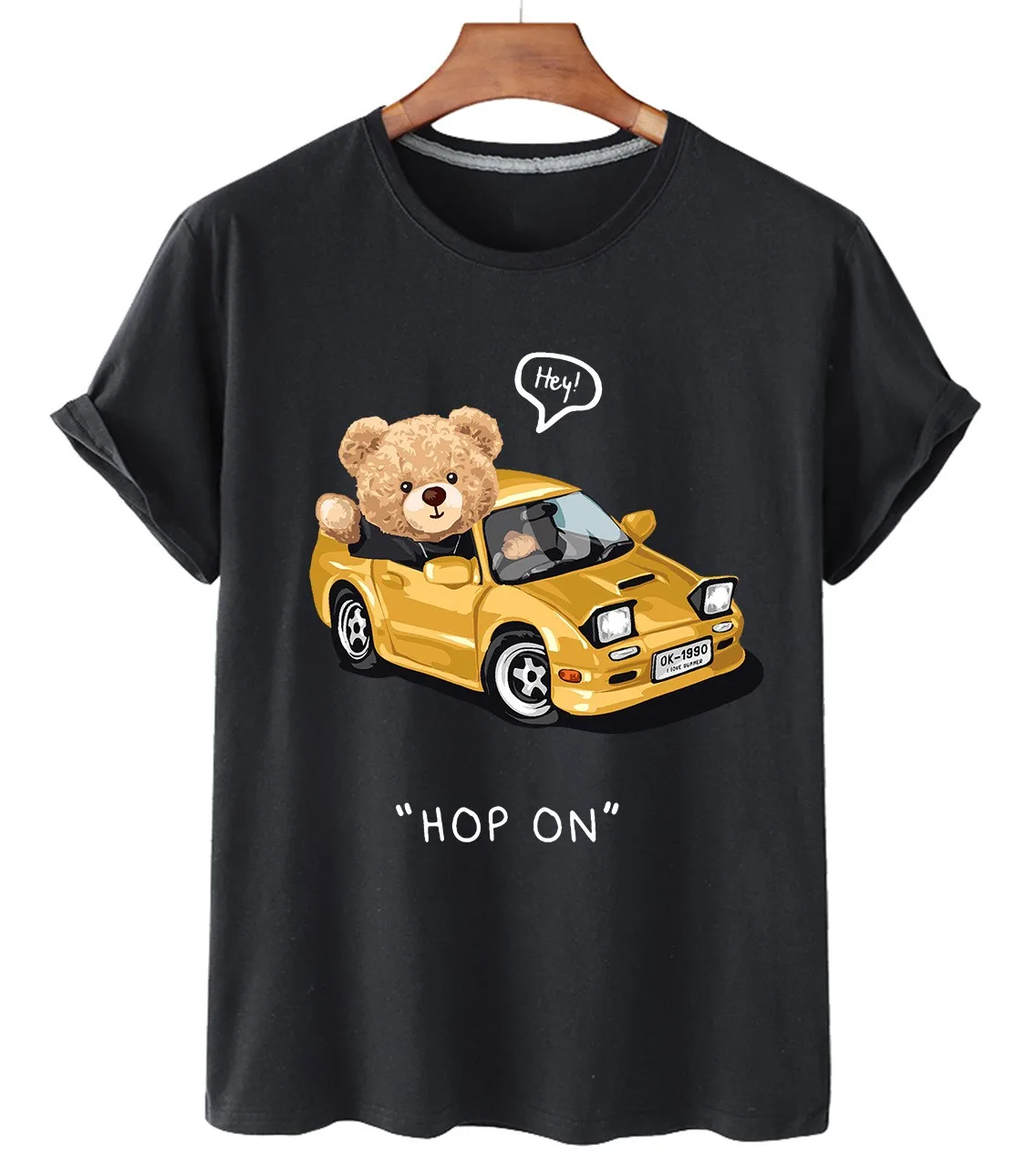 [Motorcycle Bear Series] 100% Cotton T-shirt Women's Short-sleeved O-neck T-shirt Men's Summer Plus Size T-shirt Unisex T-shirt