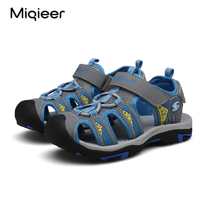 Miqieer Brand Summer Sandals for Boys Girls Closed Toe Casual Shoes Children Beach Footwear Non-slip Designer Student Sandals