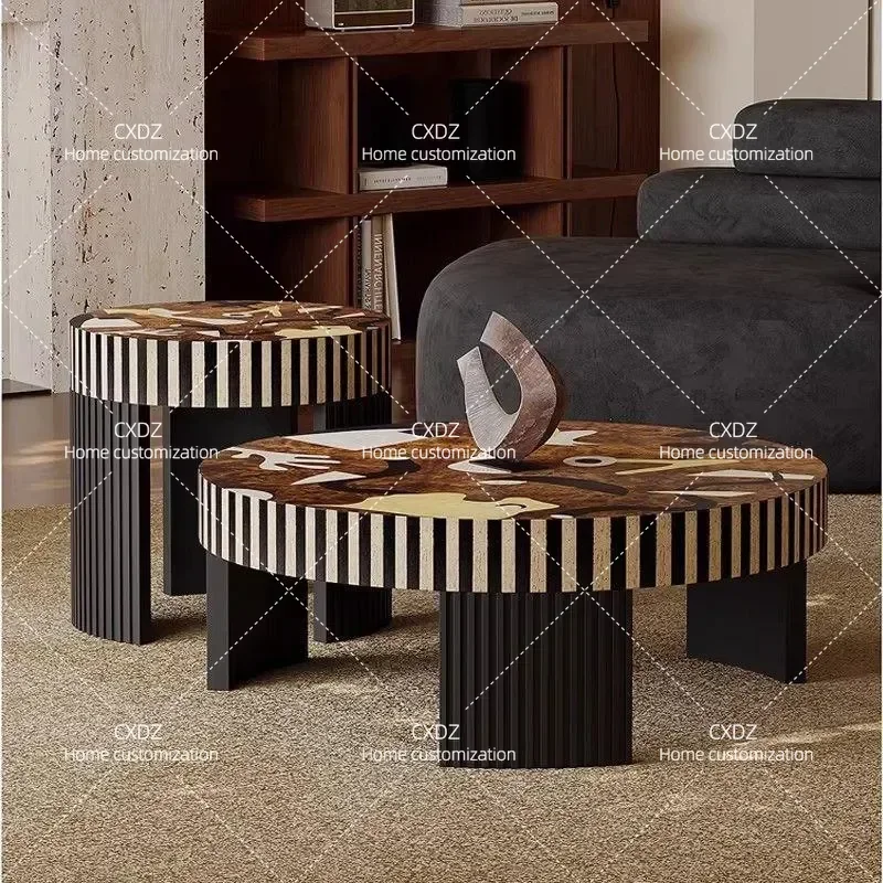 Medieval Graffiti Art Coffee Table for Living Room Light Luxury High End Creative Fashionable Home Furniture Combination