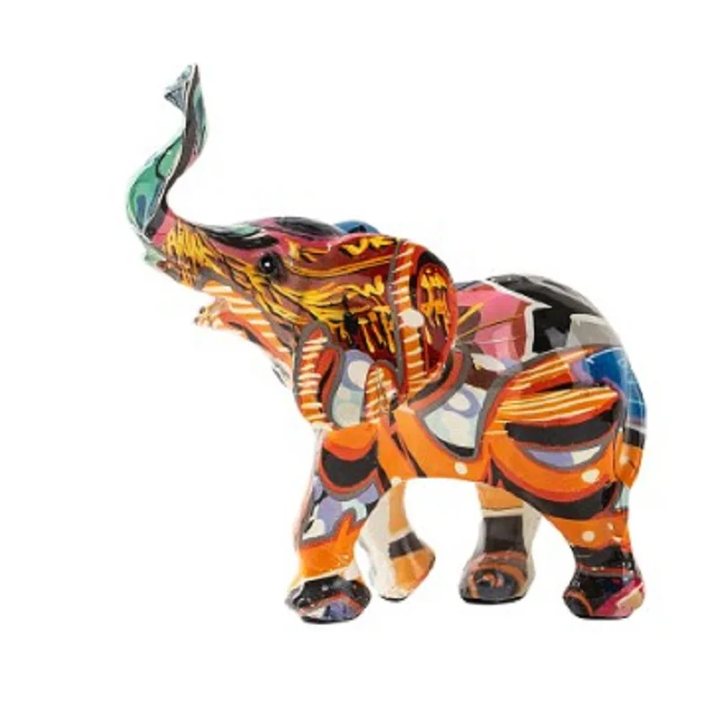 

Colorful Graffiti Art Elephant Sculptures, Statue Decor Figurines Sculpture Collectible Figurine Feng Shui Ornament Elephants fo