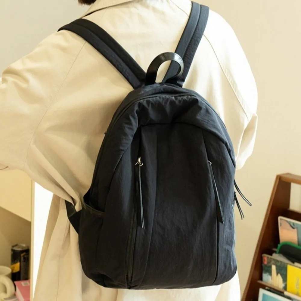 

Simple Solid Color Travel Backpack Multi-pocket Versatile Nylon Backpack Korean Style Lightweight Student Schoolbag Boys