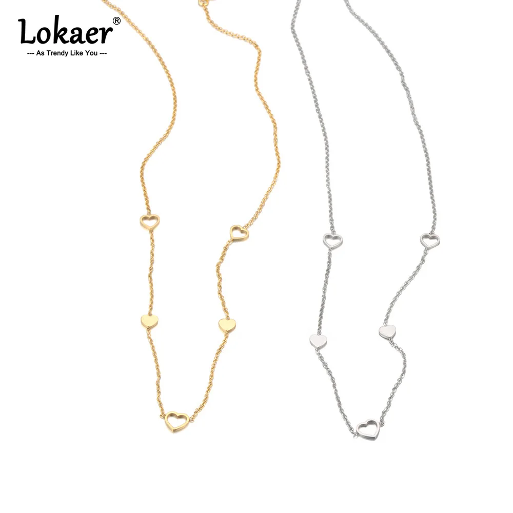 Lokaer Trendy Hohl Herz Blume Choker Halskette Für Frauen Hohe Qualität Edelstahl CZ Kristall Kette Anhänger Schmuck N25054