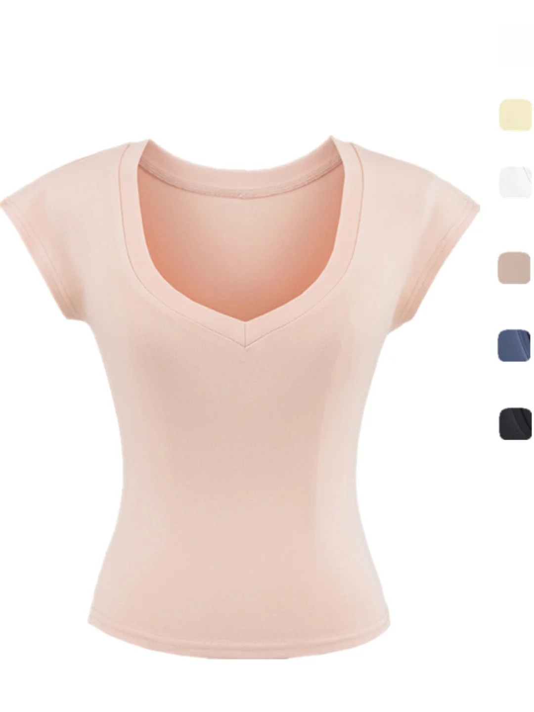 Street Sle Heart Collar ort Sve T-Shirt Taille Cinching Belly Baring Fly Sve American Retro V Ne Sommer Top