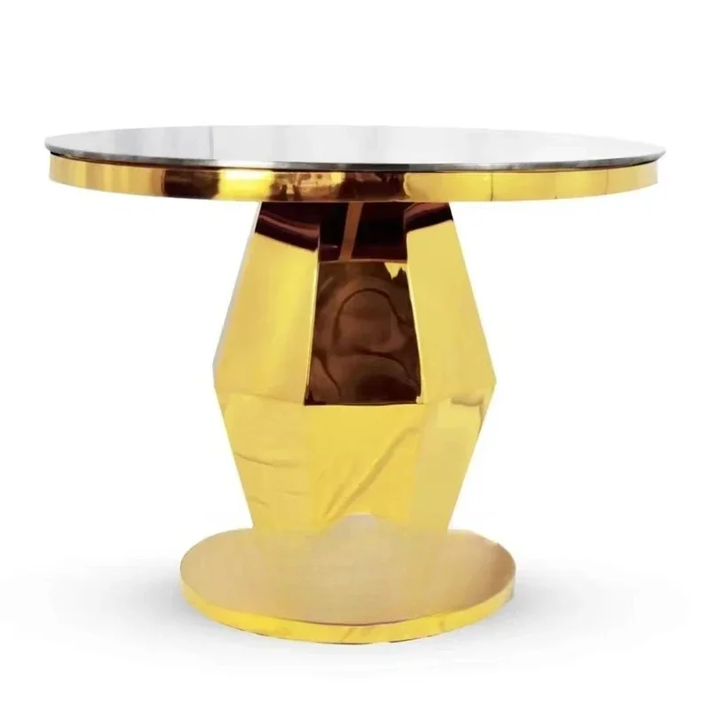 Selling New Model Gold Stainless Steel Wedding Round Mirror Glass Top Cake Table Stand