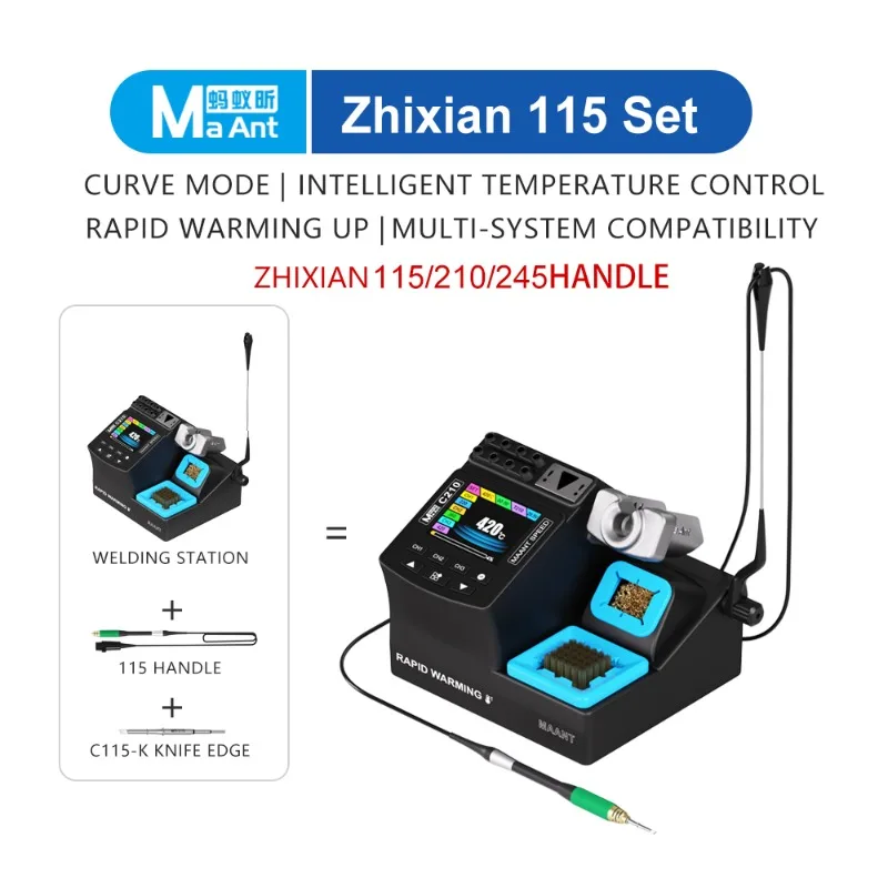 MaAnt 200W Soldering Station Compatible 210/245/115 Handle Tips Kits for Phones PCB Electronic Welding Rework Station Tools Sets