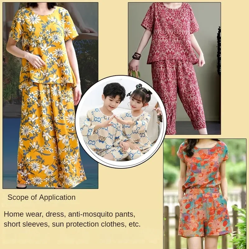 Summer Printed Rayon Fabric By Meters for Coat Pants Dress Pajama T-shirt Diy Sewing Baby Cloth Soft Anti-wrinkle Floral Diamond