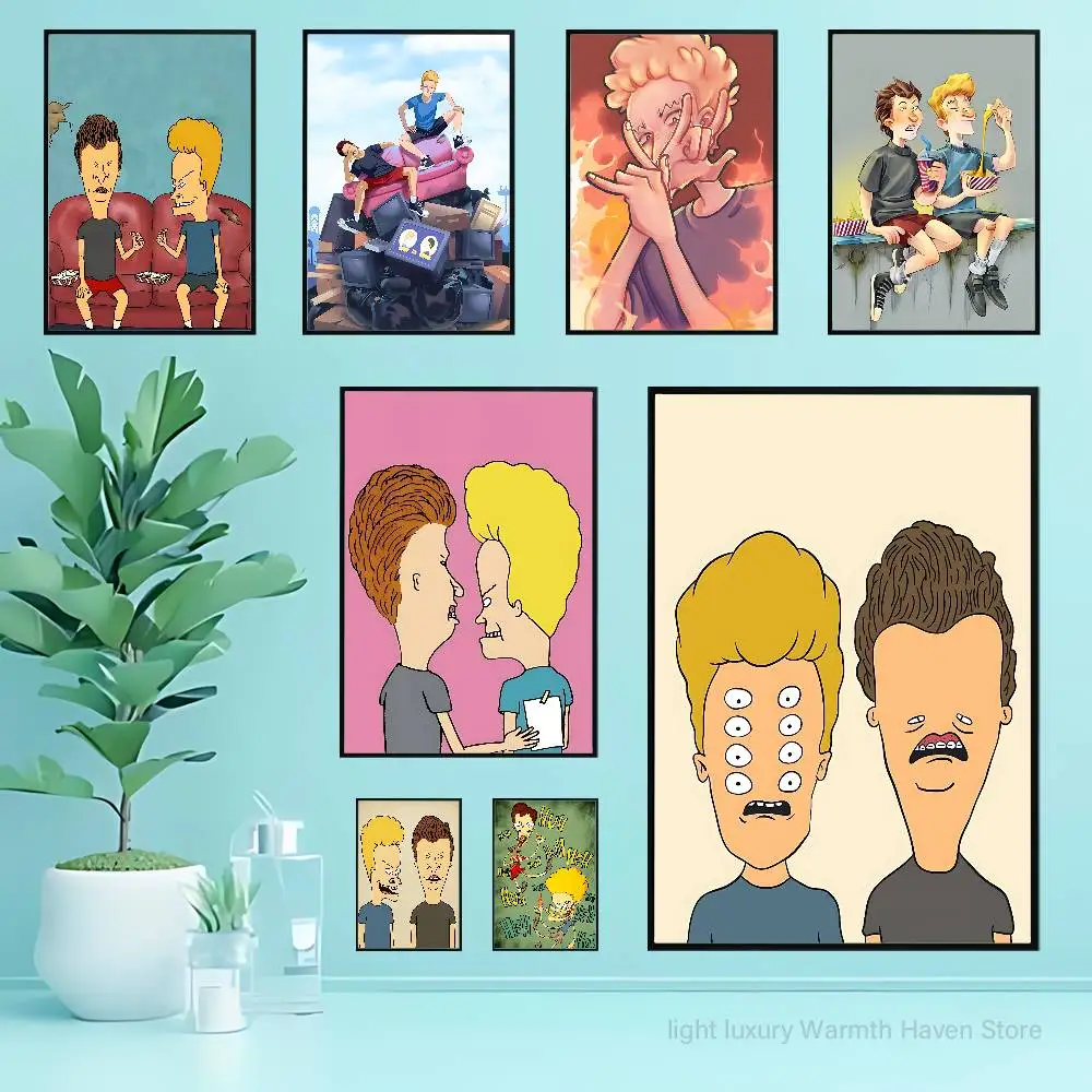 

B-Beavis and B-Butt-Head Poster Waterproof HD Wall Art Decal Self-Adhesive Aesthetic Decor For Home Living