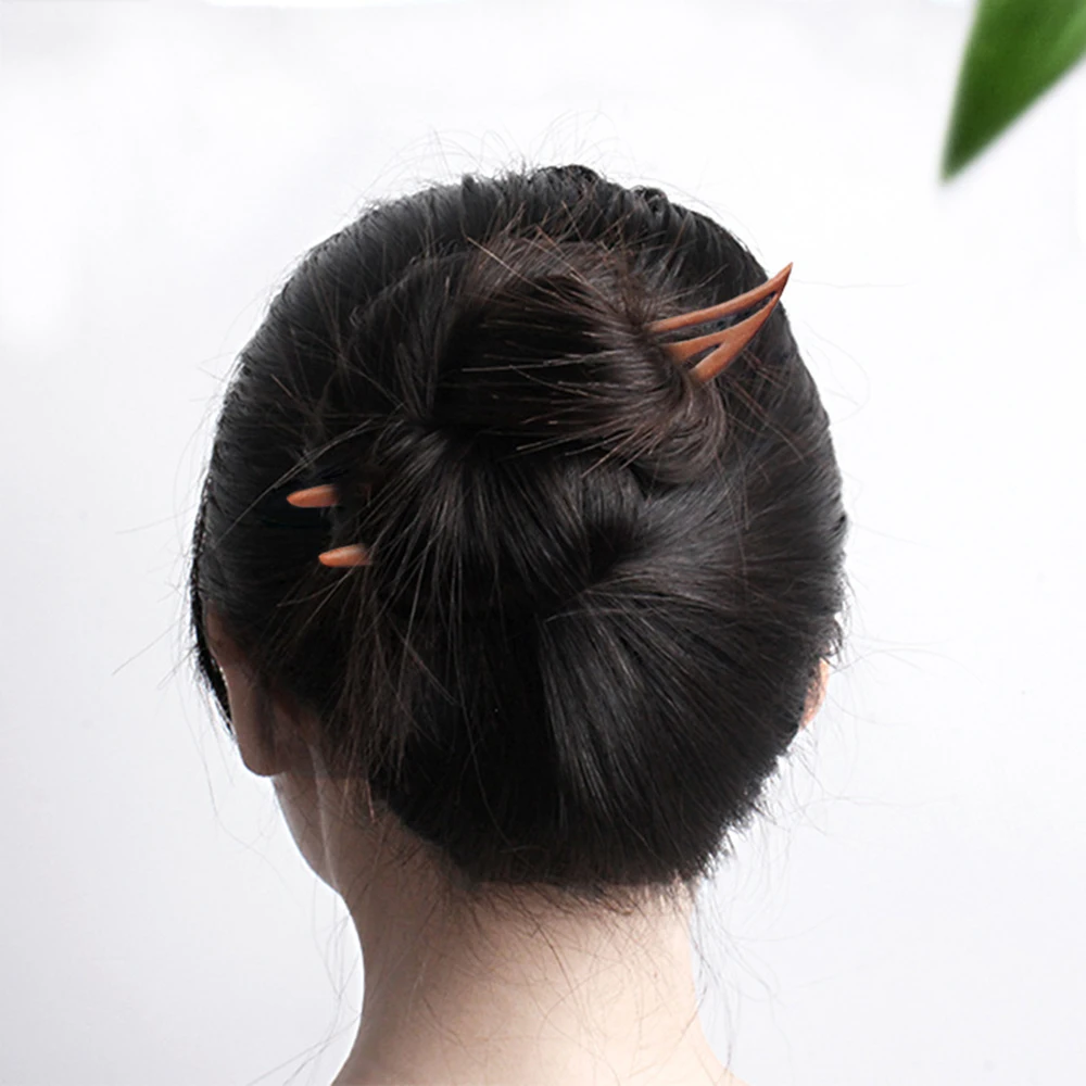 U Shaped Wooden Hair Sticks Forks Handmade Hairpins and Clips Creative Chinese Style Headpieces for Women Girls Ponytail Holder