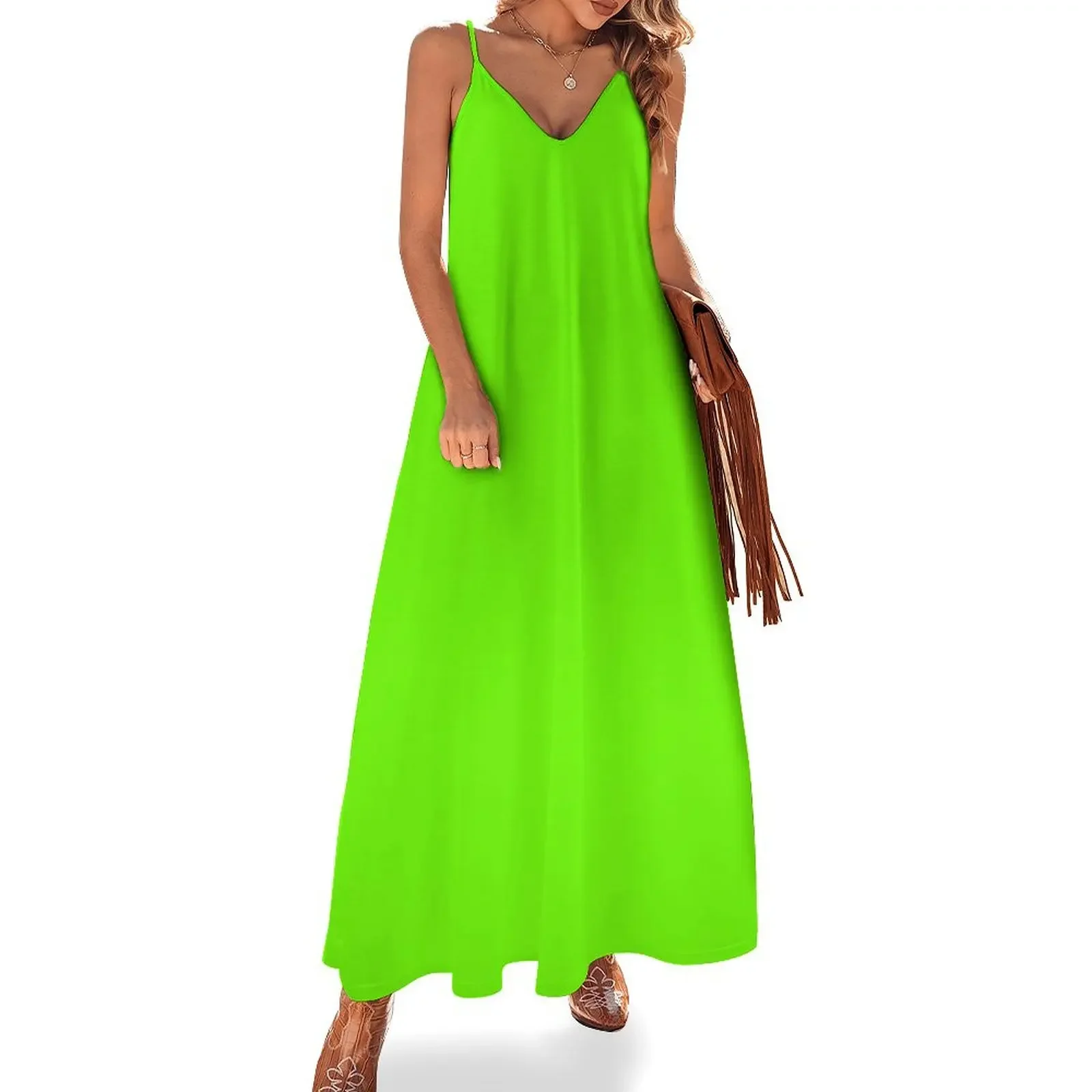 Super Bright Fluorescent Green Neon Sleeveless Dress womans clothing sexy short dresses daring Dress