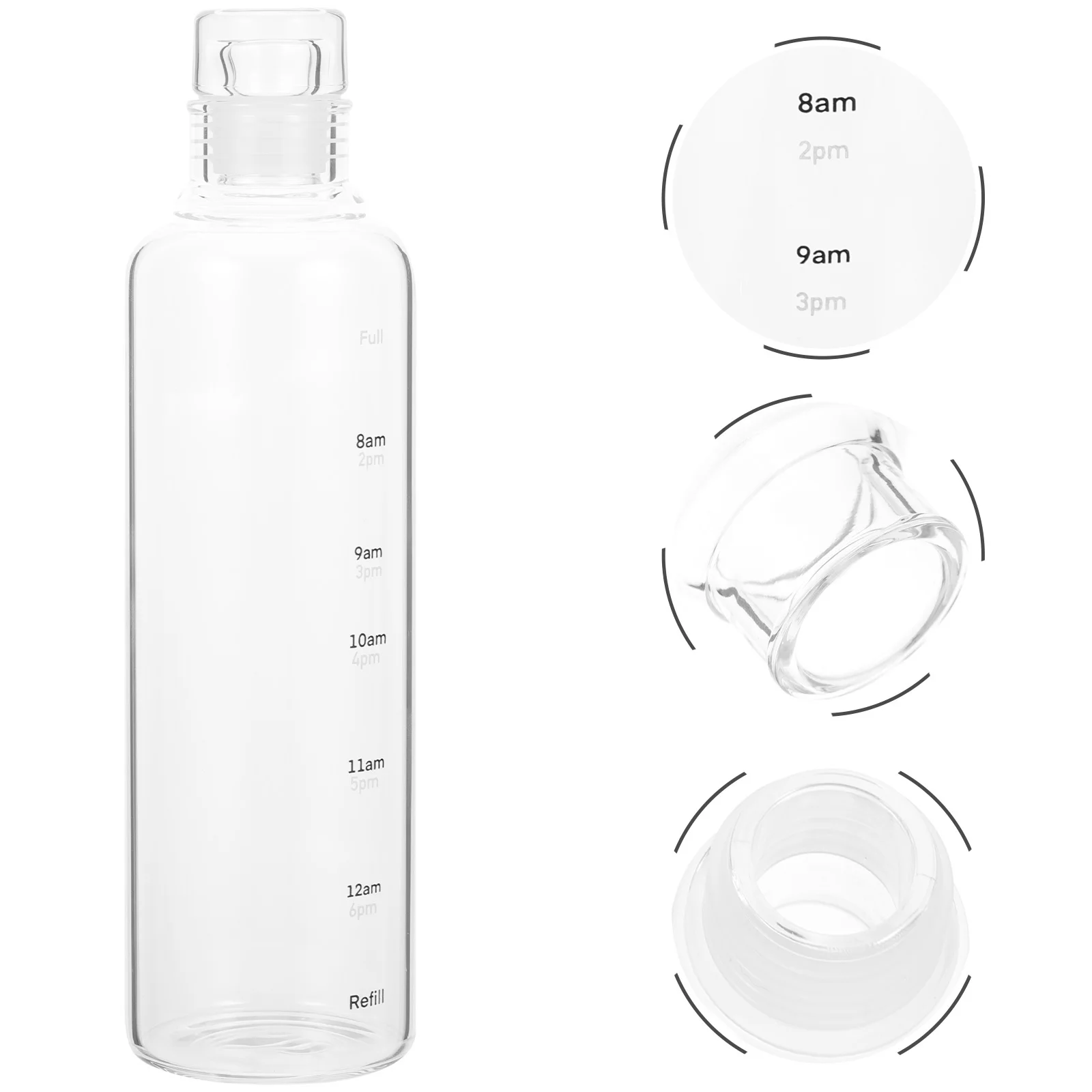 

Hydration Tracker Water Bottle with Time Scale Big Wide Mouth Large Clear Bottles Tritan