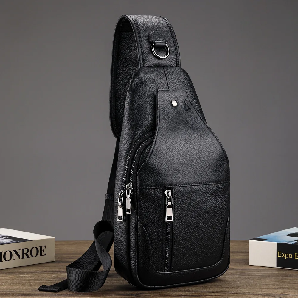 

Fashionable Multifunctional Chest Bag Genuine Leather Casual Crossbody Single Shoulder Bag Top Layer Cowhide Fashion Satchel