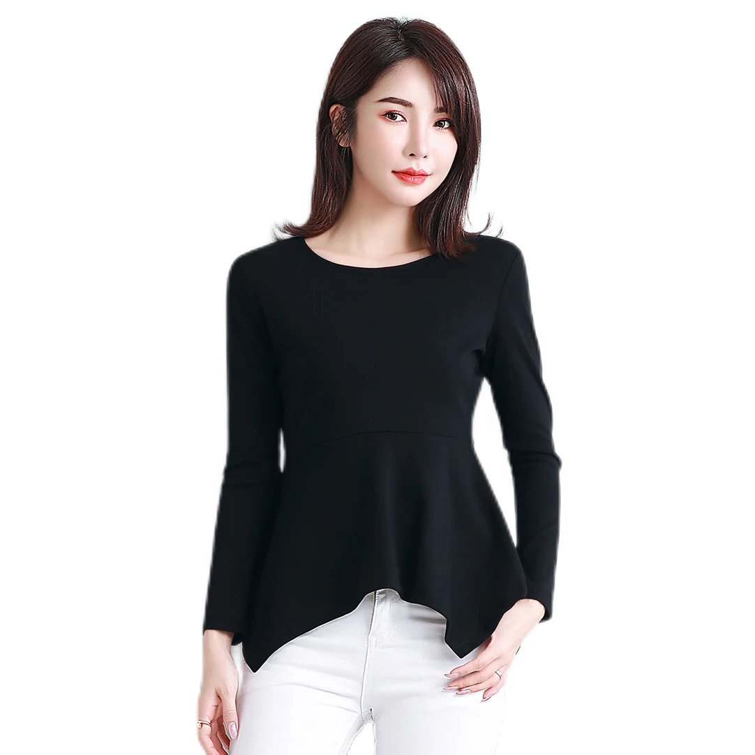 

Women Spring Autumn T-shirt V-NECK Cotton Lady Tees Long Sleeve Women's Clothings Basic Female Tops