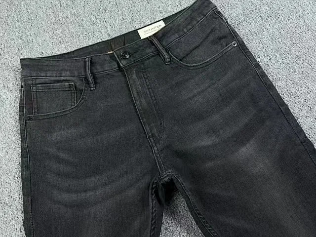 Soft Comfortable Bla ey Men's Slim Fit Jeans Elastic Waist Cotton Denim Casual Straight Leg Pants mid Waist Spring Autumn