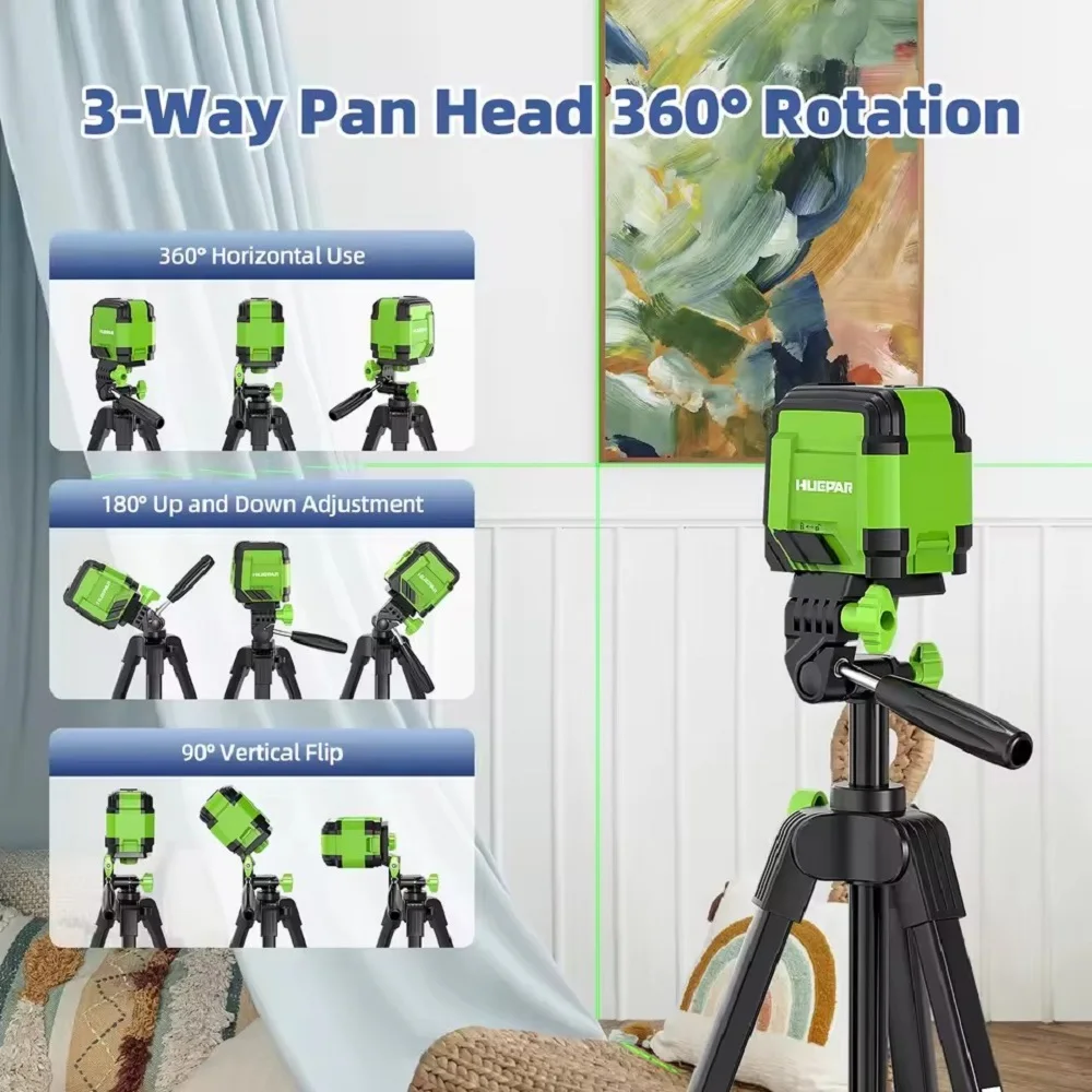Huepar 1.52 متر قابل للتعديل مستوى الليزر ترايبود متعدد الوظائف Rangefinder كاميرا السفر ترايبود 3-Way مقلاة دوارة رئيس 360 °   & فقاعة