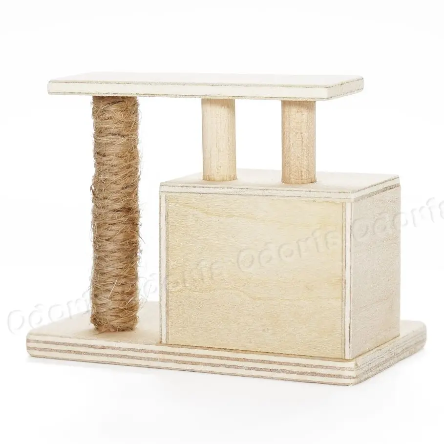 Odoria 1:12 Miniature Wooden Cat Tree Scratching Tower Post Frame Pet Furniture Model Dollhouse Accessories Decor