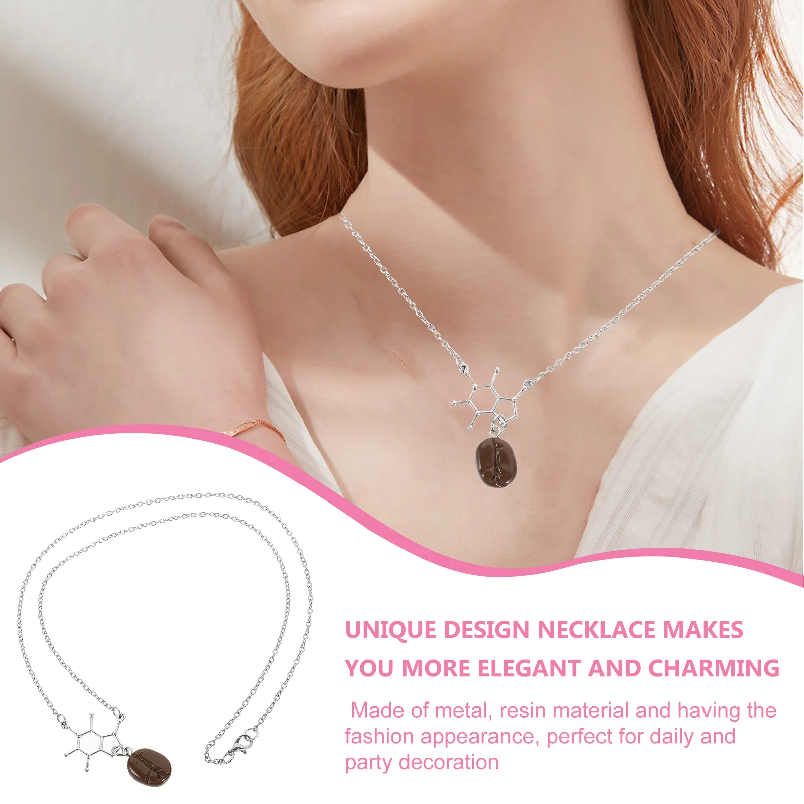 

Necklace for Women Coffee Bean Pendant Jewelry Skin-Friendly Daily Wear Statement Piece for Holiday Party