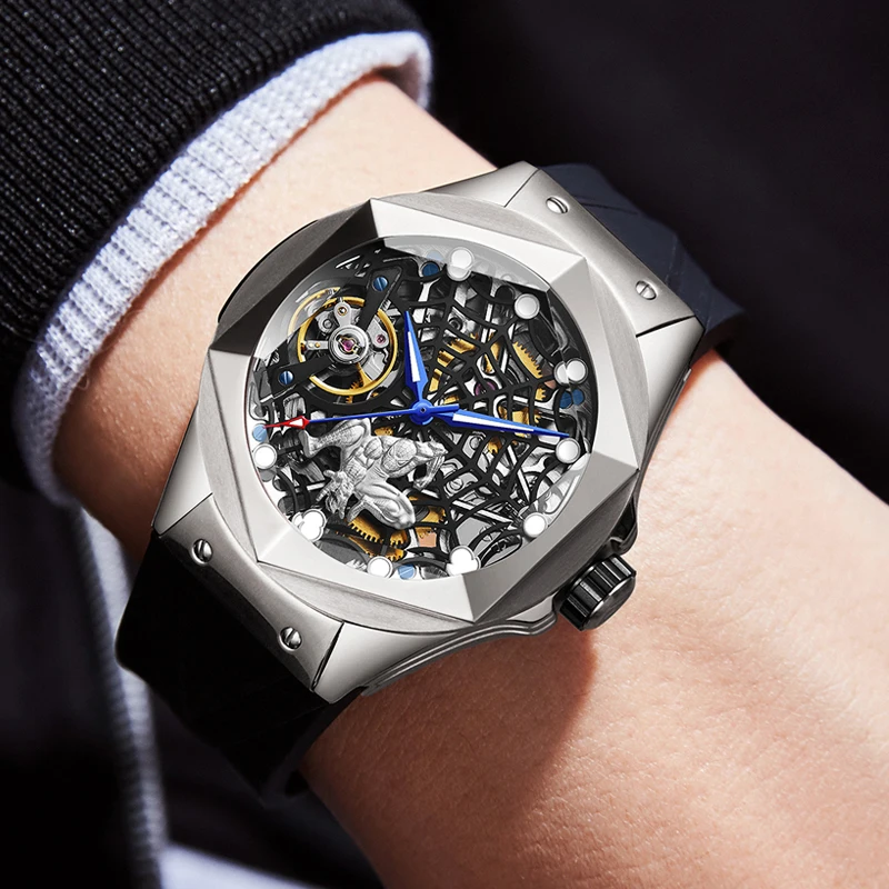 Reloj HANBORO Fashion Mechanical Watches for Men Brand Luxury Automatic Movement Wristwatches 50M Waterproof Man Montre Homme