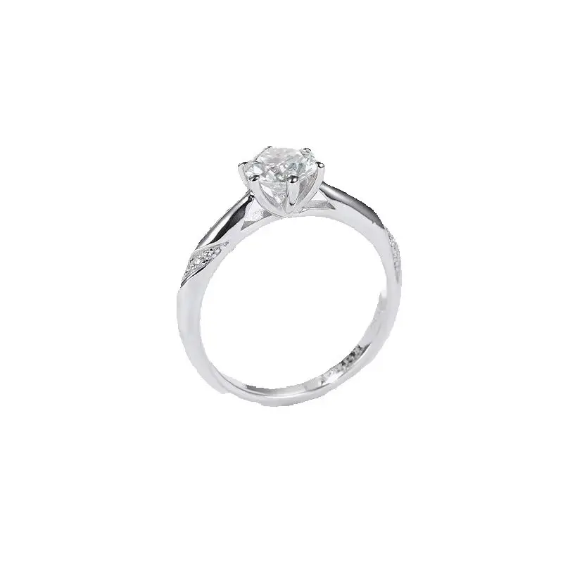 SONGYUN Moissanite Diamond Jewelry 1 Carat 6.5mm 6-Prong Moissanite Passes Diamond Tester S925 Silver Plated with 18K Gold