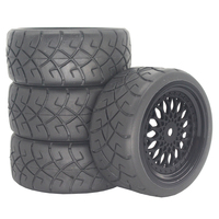 1/10 RC Rally Tires & Wheels - 12mm Hex Rubber Tyres for Tamiya XV02/XV01/TT02, HPI, KYOSHO, PTG2 - On-Road Racing Grips