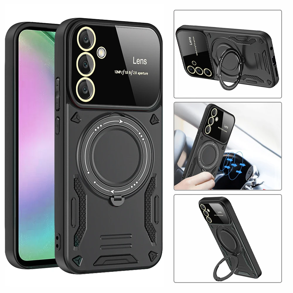 Funda para Samsung Galaxy S24 S23 Ultra Plus FE A55 A35 A15 A54 5G, soporte de anillo magnético, soportes de protección, fundas de pata de cabra