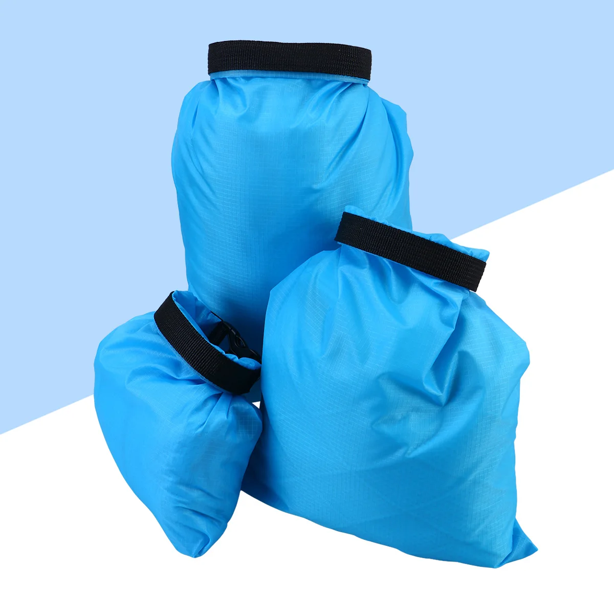 

3pcs Waterproof Dry Bag Set 1 2 5L 3 5L Sky Blue Nylon Storage Pouch for Boating Kayaking Camping Outdoor Activities