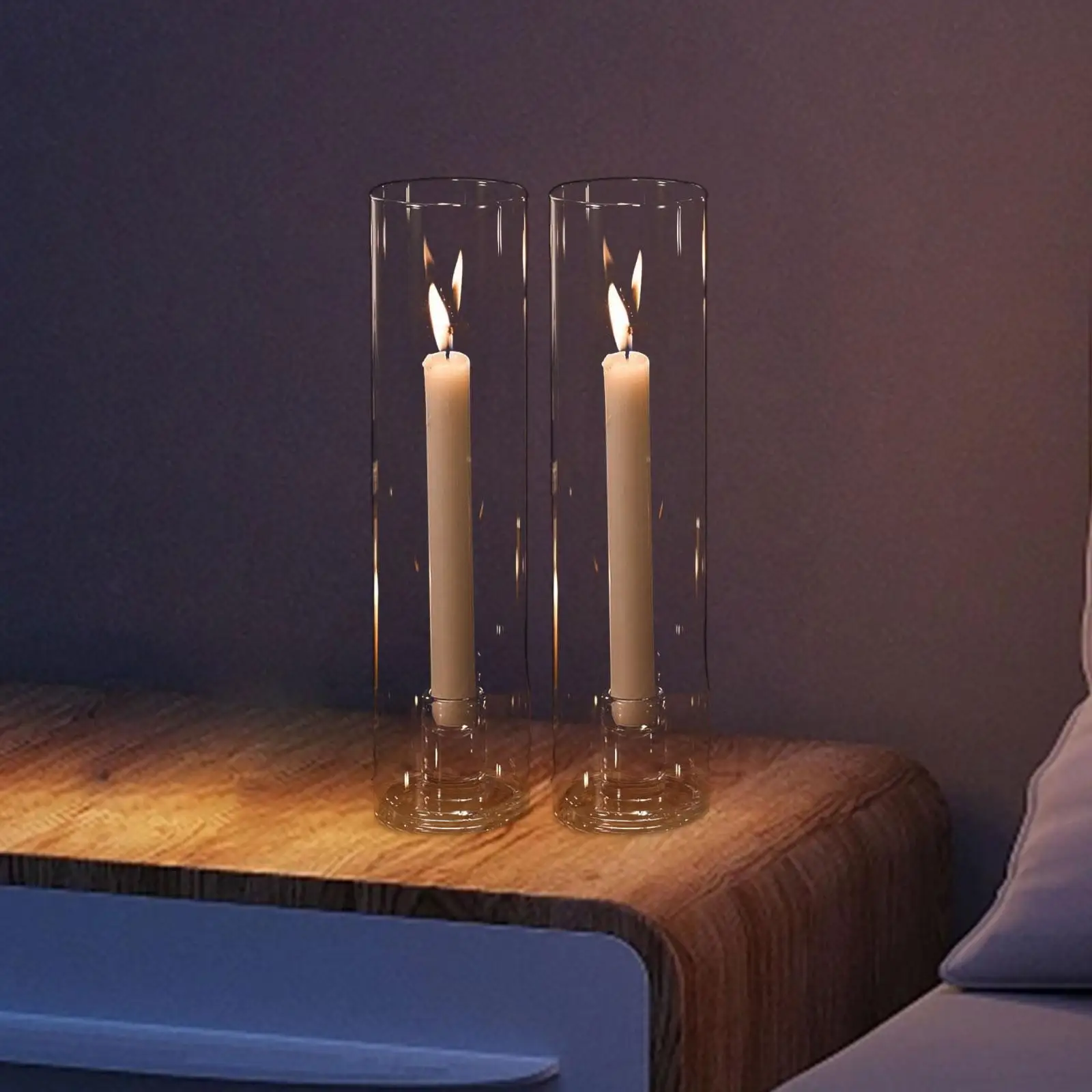 2Pcs Tall Candle Holder Decorative Versatile Hurricane Candle Holder Column Vase Candle Holder for Table Centerpieces Elegant