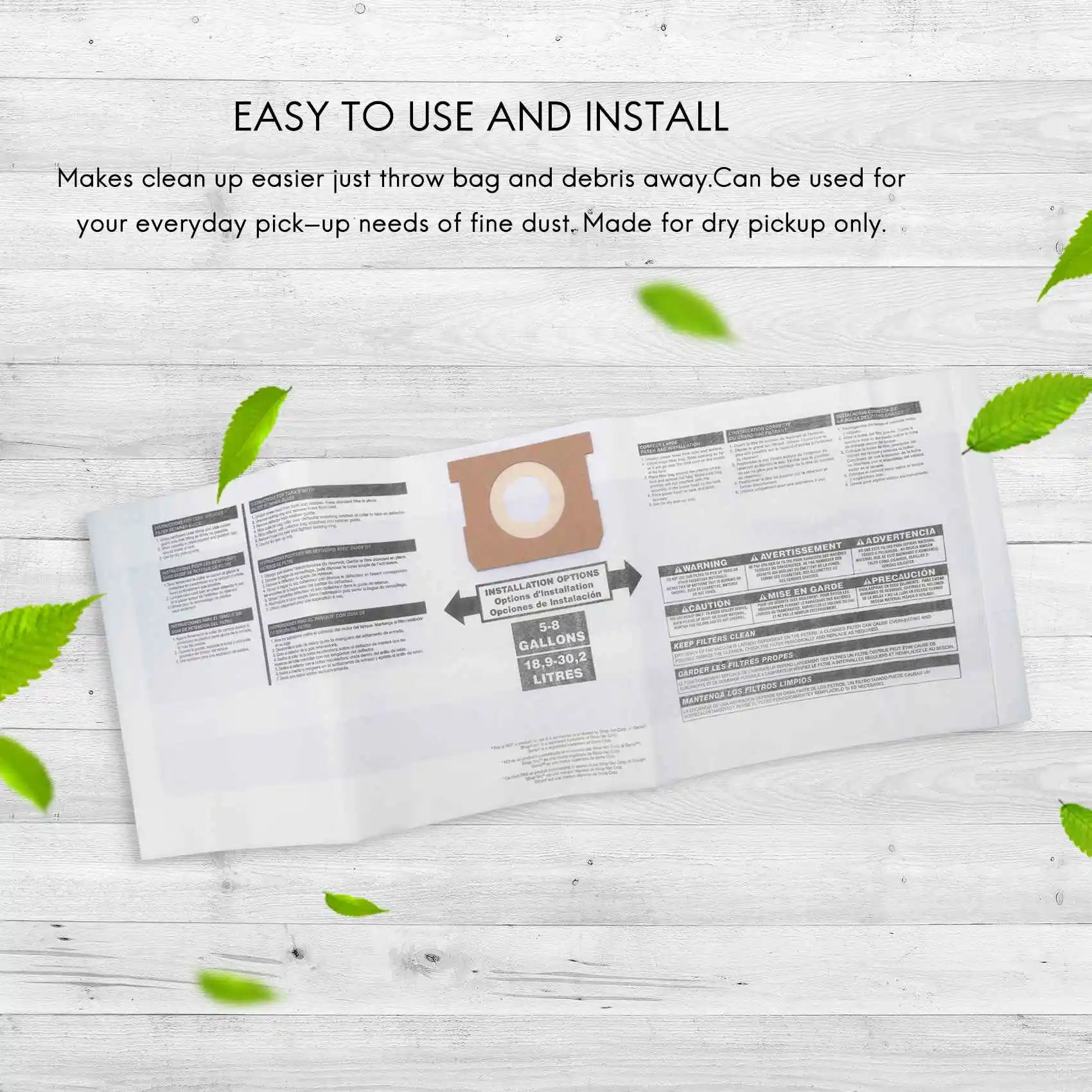 Substituição molhado e seco sacos de vácuo, sacos de pó para 5 galões aspirador, 9066100, 90661, 906-61, 5 pcs