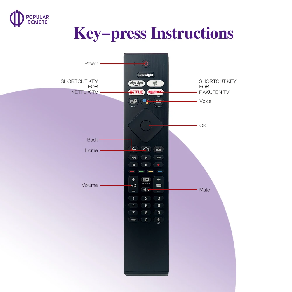 Ambilight Voice TV Remote Control For Philips 50PUS8506/12 Android TV 50PUS8506 Use For 8506 pus85 Series 43PUS8506 58PUS8506