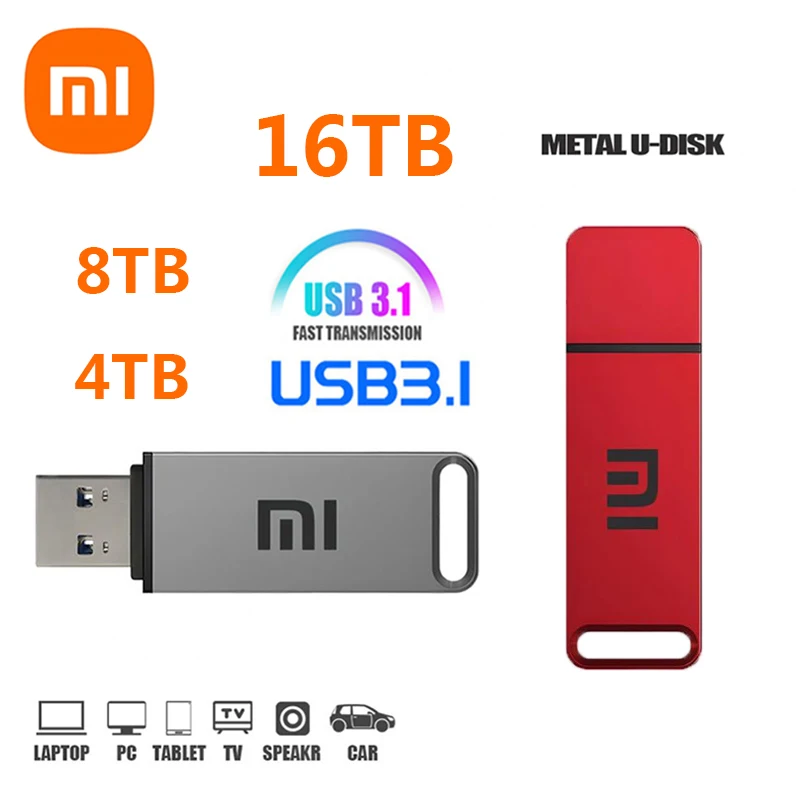 Xiaomi 16TB 2TB USB Metal Flash Drive 8TB Large Capacity Portable Pendrive USB 3.0 High-Speed File Transfer Waterproof U Disk