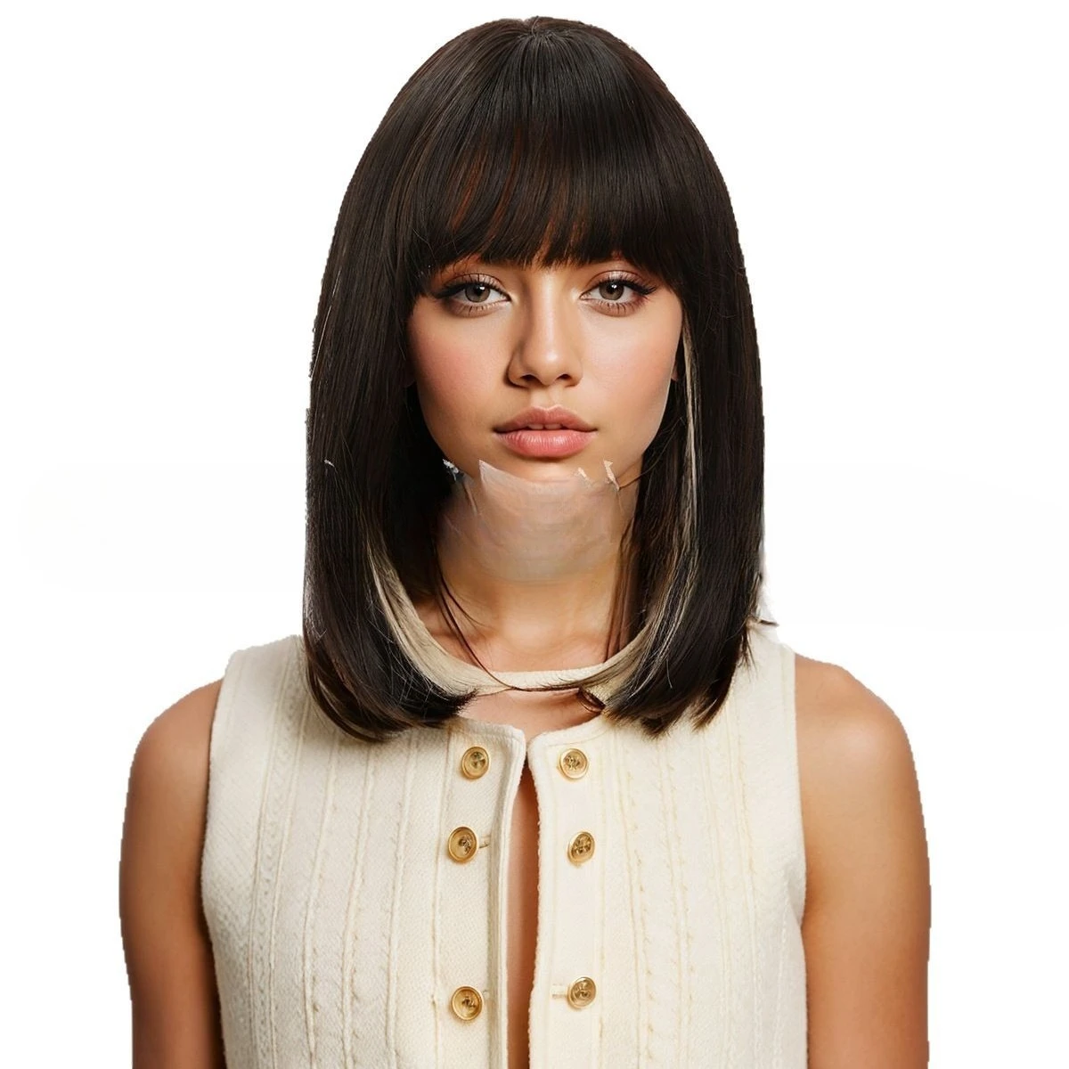 

Популярный модный парик, женский черный, белый цвет, парик с короткой челкой