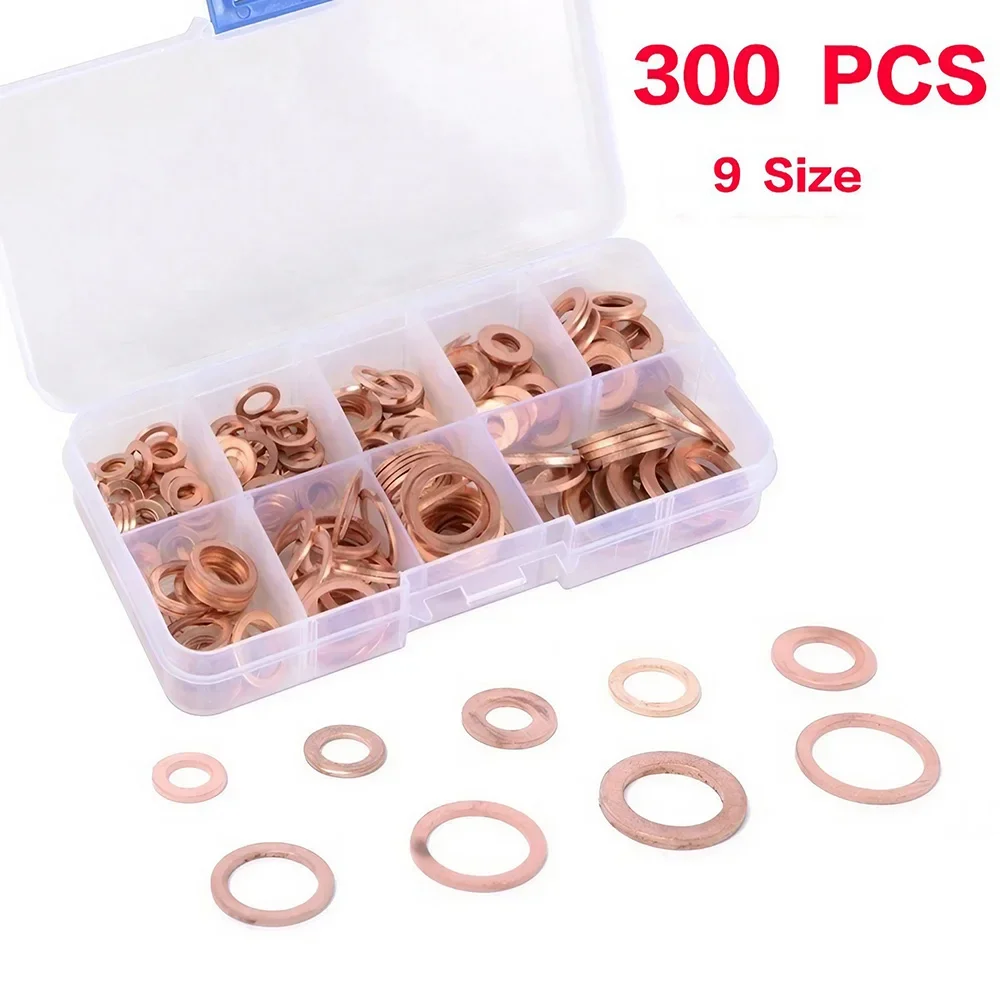 150/300 Uds sellado de cobre junta sólida arandela tapón de sumidero aceite anillo de sello plano herramienta accesorios de Hardware