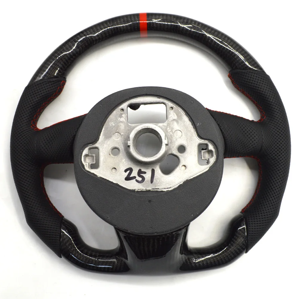 Suitable for Audi A4B8 semi-punched red wire carbon fiber red return positive label no paddle no label steering wheel