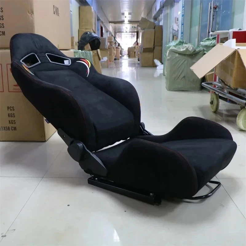 High Quality Black Frosted Suede MUGEN JDM Racing Bucket Seat Adjustable Motorsport Sport Car Seat