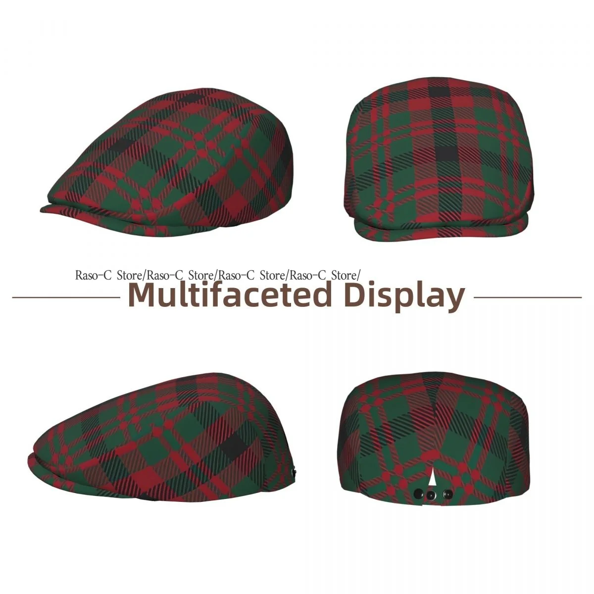 Spring Summer Adult Flat Cap Christmas Plaid Tartan Textiles Unisex Newsboy Ivy Cap Light Thin Forward Beret Outdoor Hat
