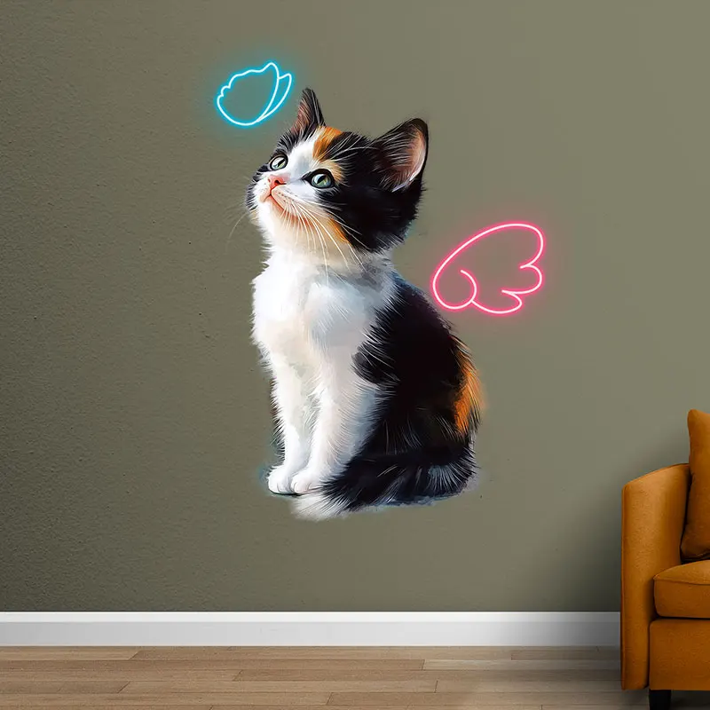 Toysign Neon Sign, Angel & Demon Wings Kitten Neon Light – Cute Pet Home Decor, Perfect for Animal Lovers Gift or Kids Room Wall