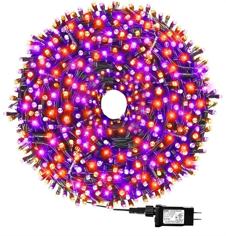 

Thrisdar 20M 50M 100M Orange and Purple Halloween String Lights Outdoor Halloween Fairy Lights Garland For Garden Patio Decor