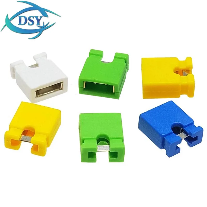 100 قطعة الملعب البلوز قصيرة قبعة ، دبوس رأس موصل غطاء أحمر أسود أصفر أبيض أخضر أزرق 2.54 مللي متر رؤوس الأسلاك العلب