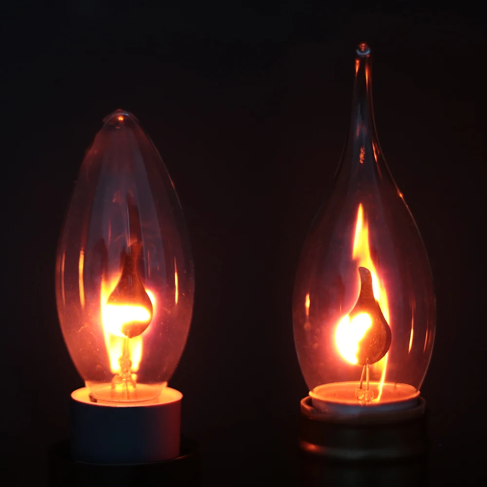 Imagem -02 - Lâmpada Led Flicker Candle Lâmpada Edison Iluminação Vintage Fogo Decoração Retro Economia de Energia Economia de Energia E14 E27 3w 220v 10 Pcs