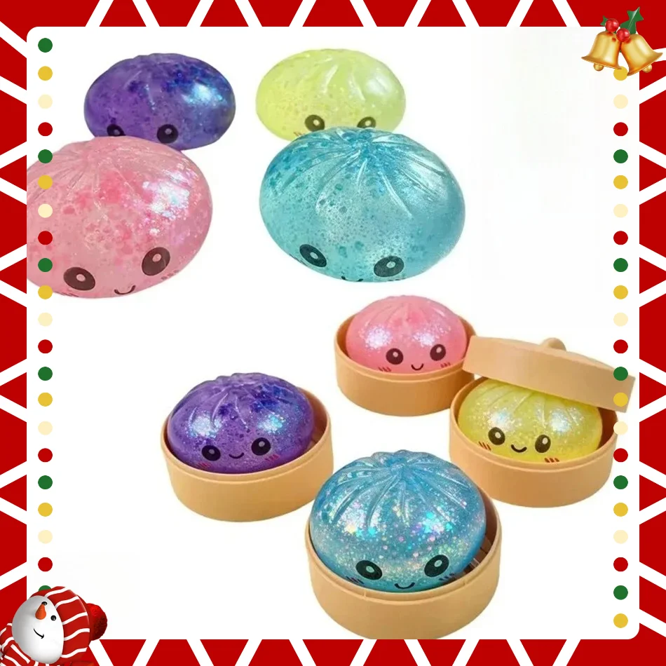 Neuer Dumpling Squishy mit Box – Sensorischer Dampfgarer aus weichem TPR-Teig für Dekompression, Fidget-Spielzeug, Stressabbau-Geschenk