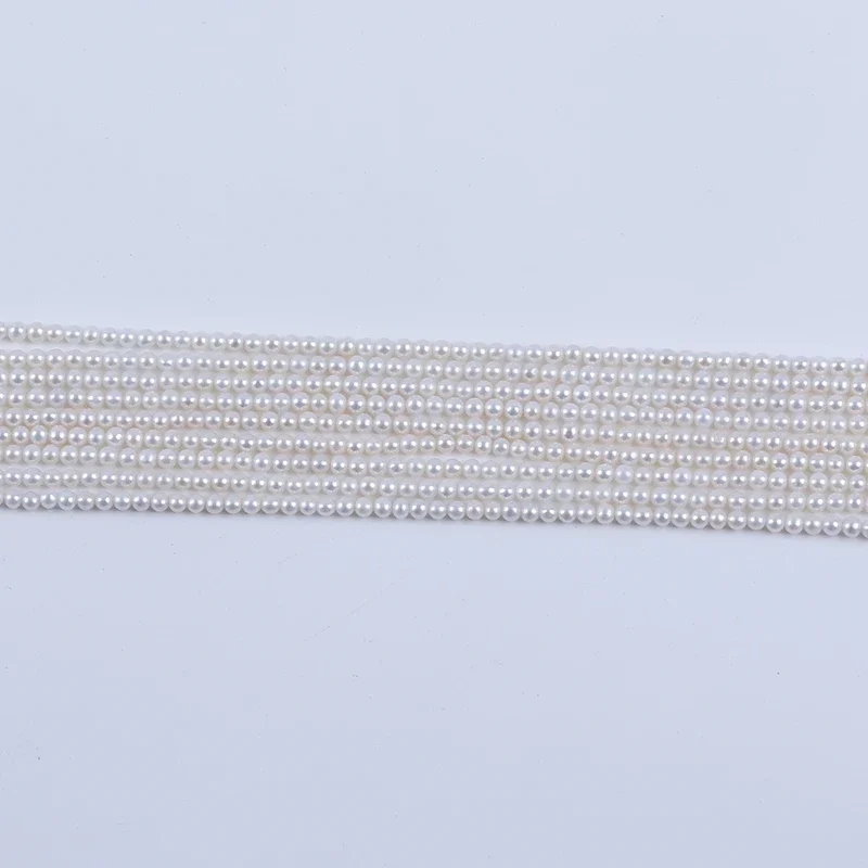 3-4mm White Round Shape Chinese Akoya Cultured Freshwater Pearl  zhuji pearl Strands For Jewelry Making