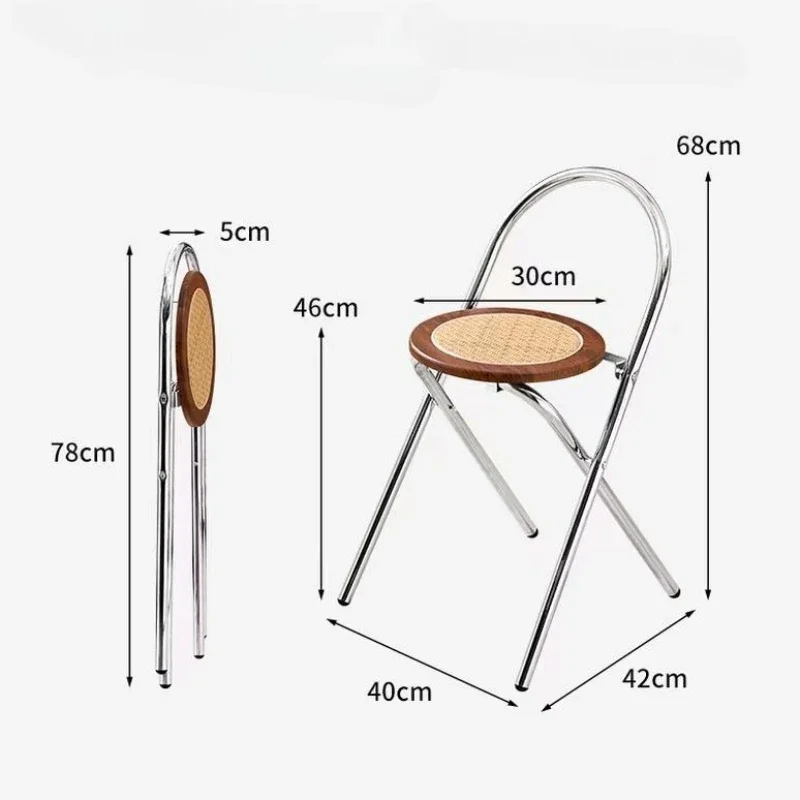 Retro Dining Chair, Chic Leisure Chair with Backrest for Home, Ideal for Light & Dark Decor Style, Foldable, Electroplated Frame image 4