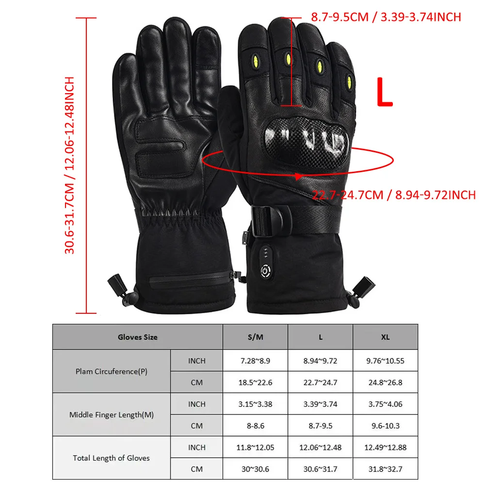 Ski Heating Gloves Wear-resistant and Anti Slip Bike Double-layer Rainproof and Windproof Motorcycle Gloves