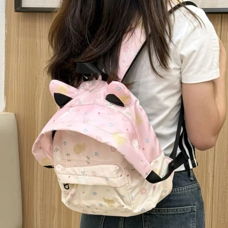 

Richme Cartoon Print Women's Bag 2025 Fashion Design Kawaii Girls Gradient Daily Commute Backpacks Y2K Subculture Bags Female