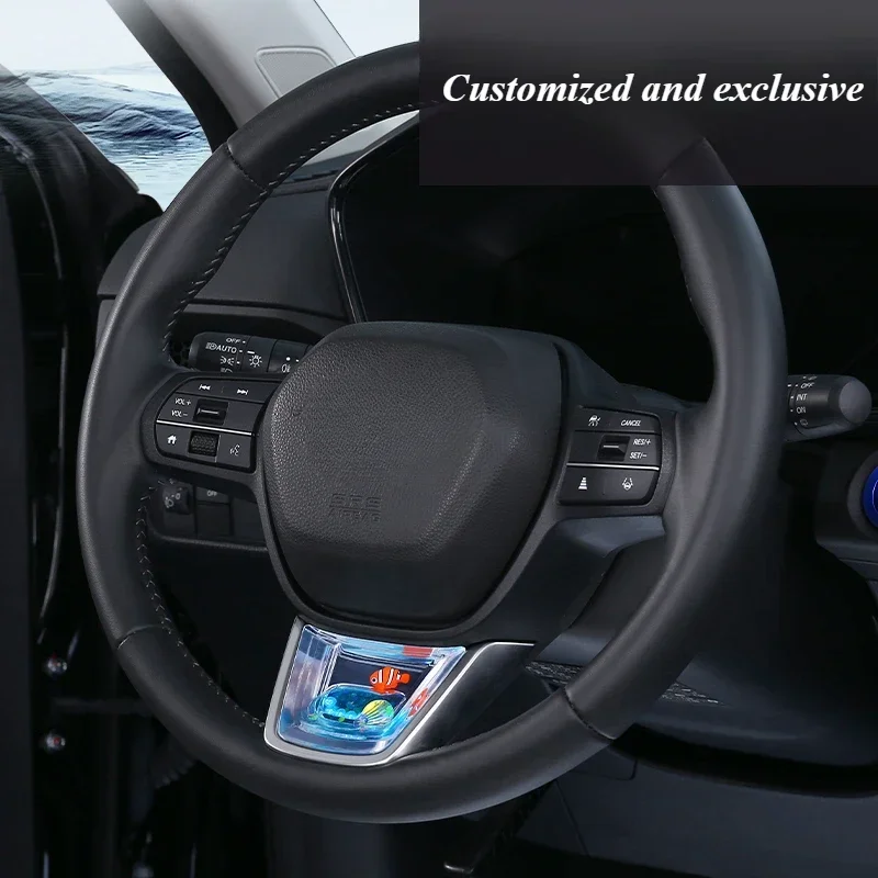 For Honda Civic/Inspire/Integra/Accord/CRVHRV/BREEZE Steering Wheel Dynamic Sequins Fish Farming Ornaments Modified Accessories
