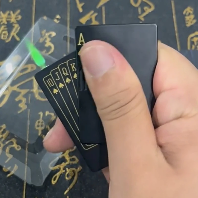 Creative Ace of Spades Playing Cards Lighter - Windproof Butane Straight Metal Smoking Fun Toy for Men Cigarette accessories