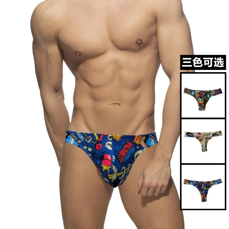 Maillot de bain imprimé dessin animé pour homme, mini bikini sexy, culotte de bain taille basse, maillot de bain à séchage rapide, maillot de bain de surf, maillots de bain trempés, été