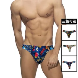 Summer Sexy Mini Bikini Shorts Cartoon Print Men Swim Briefs Low Waist Swimming Trunks Quick Dry Surf Bathing Suit Men Swimwear