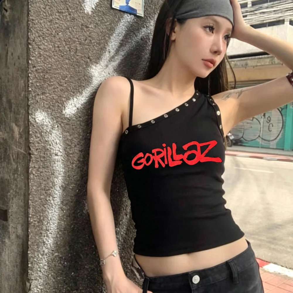 Gorillaz crop top ladies vintage gyaru funny shirt 2000s meme cute