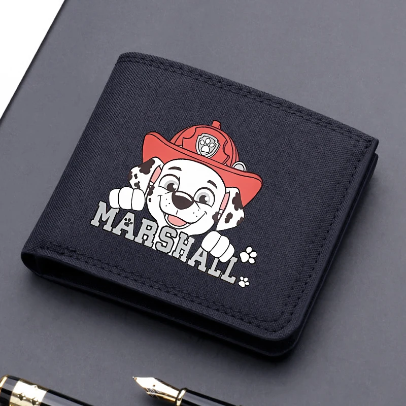 Paw Patrols Canvas Wallet Chase Marshall Short Folding Purse Cartoon Rubble Boy Card Holder Kids Coin Case Birthday Gifts